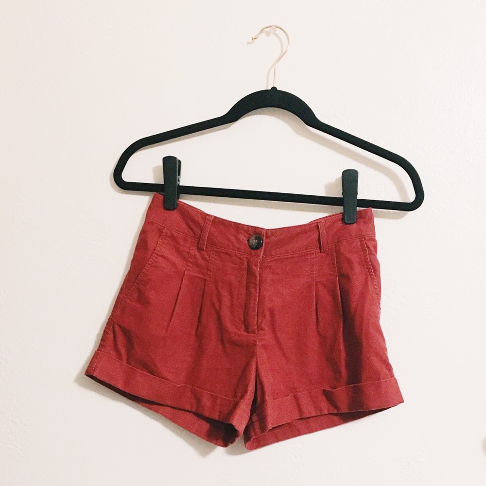 New Corduroy Rolled Cuff Button Shorts